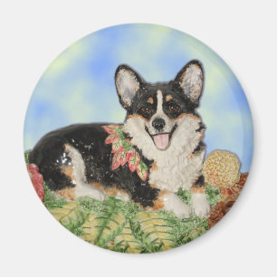 Tri Corgi im Herbstlaub - Corgi-Magnet Magnet