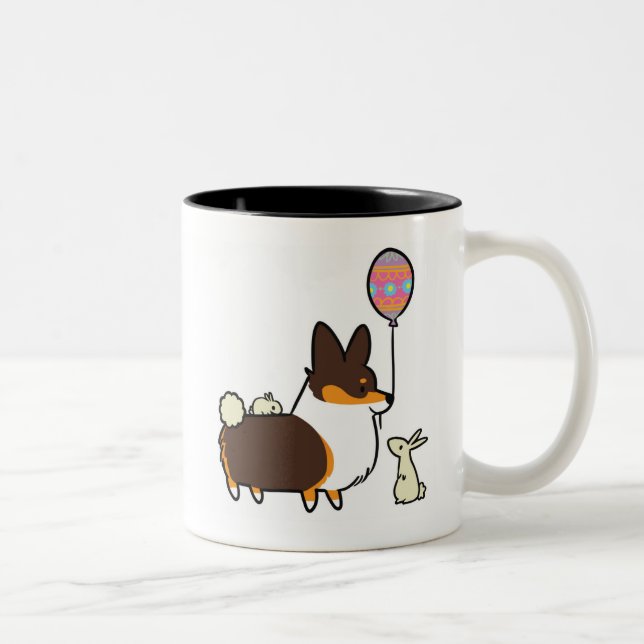Tri Farbecorgi-Osterhasen-Tasse | CorgiThings Zweifarbige Tasse (Rechts)