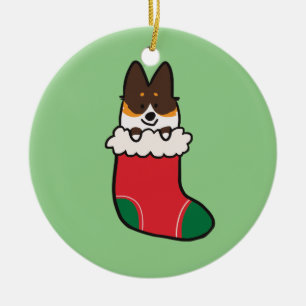 Tri Farbecorgi-Strumpf-Verzierung CorgiThings Keramikornament