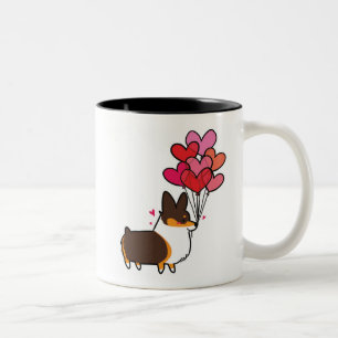 Tri FarbeLiebe-u. Herzencorgi-Tasse   CorgiThings Zweifarbige Tasse