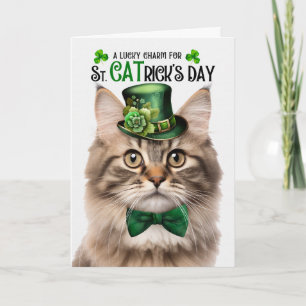 Tri-Farben-Flauschkatze St. CATricks-Tag Glücksbri Feiertagskarte