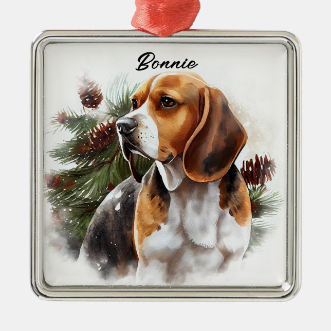 TRI-FARBENER BEAGLE-HUND ORNAMENT AUS METALL (Vorne)