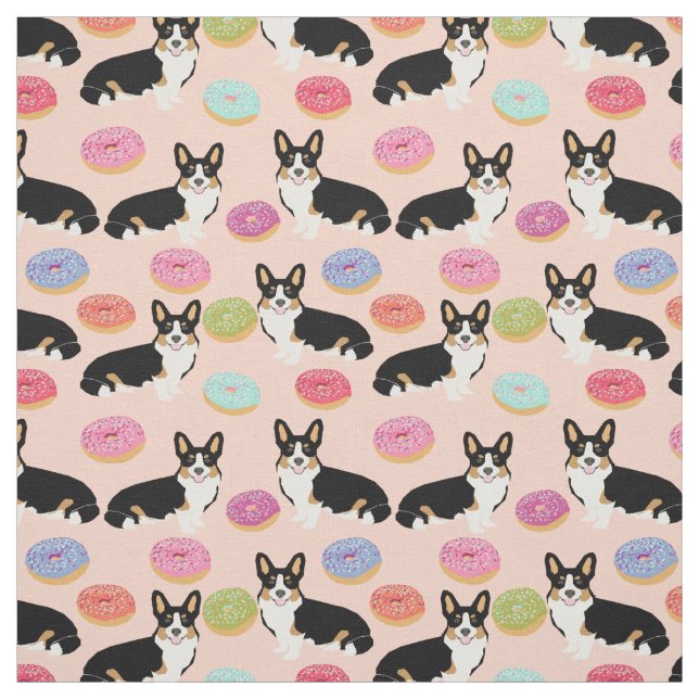 Tri-farbenes Corgi donuts-Gewebe - niedliche Corgi Stoff (Muster)
