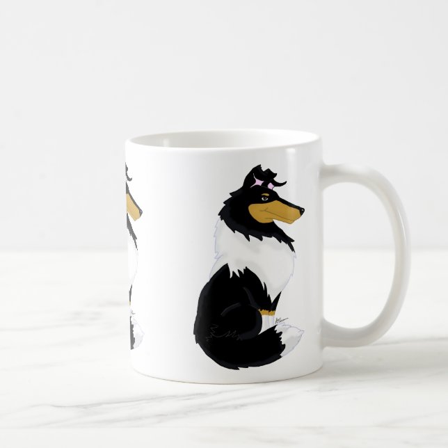 Tri Farberaue Collie-Cartoon-Tasse Tasse (Rechts)