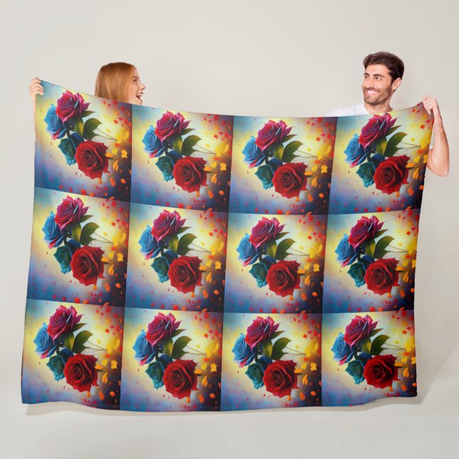 tri farbige Rose am Autumntag, Fleecedecke (Beispiel)