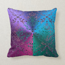 Tri Farbiger Damast-metallisches Spitze-Kissen