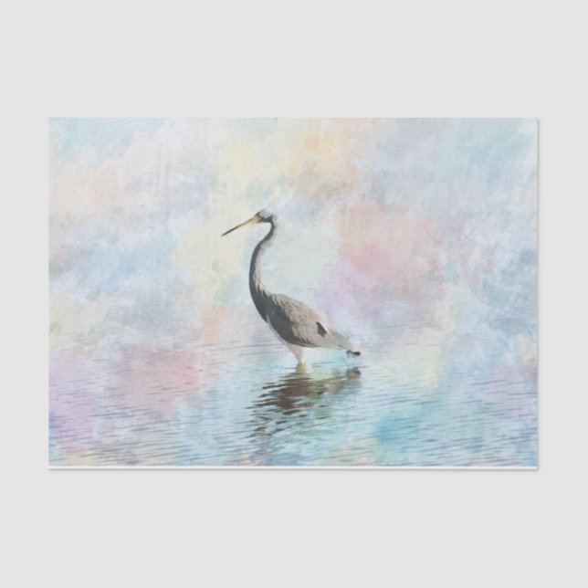 Tri-farbiges Heron Watercolor Tissue Paper Seidenpapier (Vorderseite)
