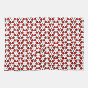 Tri Floral Red White Geometric Geschirrtuch
