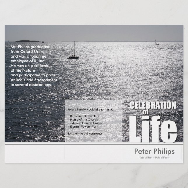 Tri-Fold-Meeresblick-Gedenkfeier-Programmflyer (Vorderseite)