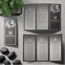 Tri-Fold Yoga Studio Broschüre Black & Silver ZEN