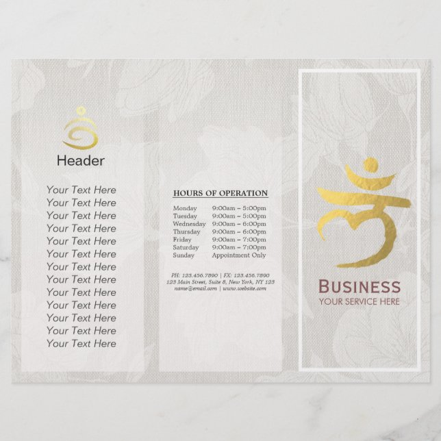 Tri-Fold Yoga Studio Broschüren Root Chakra Mantra (Vorderseite)