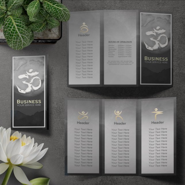 Tri-Fold Yoga Studio Life Coach Broschüre Om Symbo (Von Creator hochgeladen)