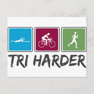 Tri Harder (Triathlon) Postkarte
