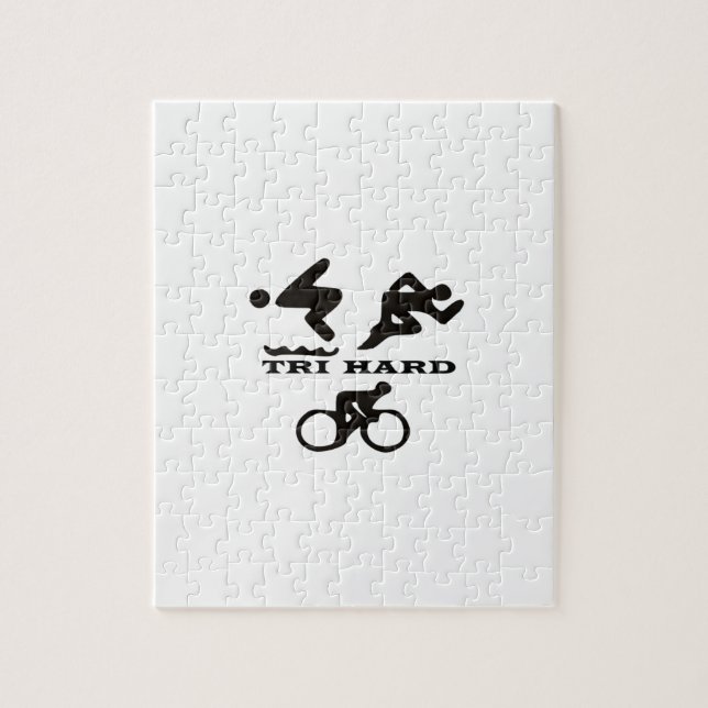 Tri harte Triathlon-Geschenke Kleidung und Zusätze Puzzle (Vertikal)