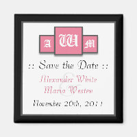 Tri-Monogram Pink Moderne Speichern Sie die Datums
