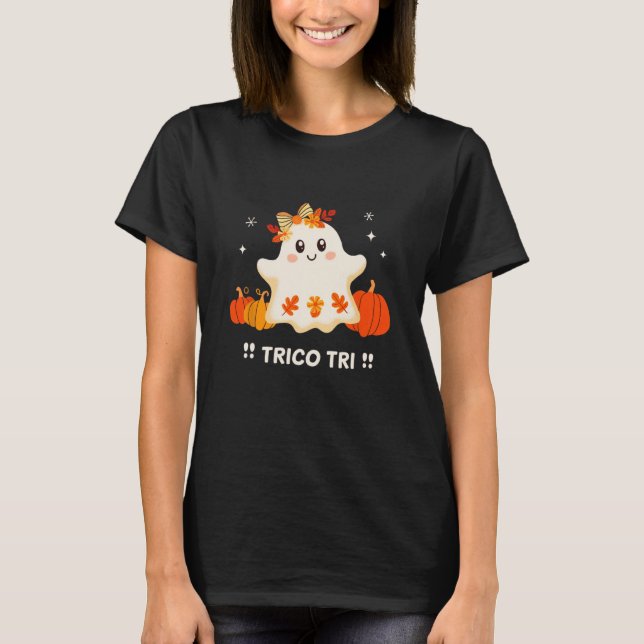Tri Niedlich Halloween Spooky Mexican Ghost Spangl T-Shirt (Vorderseite)