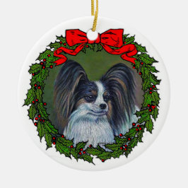 Tri Papillon Zeichnend von Glenda S. Harlan Keramik Ornament