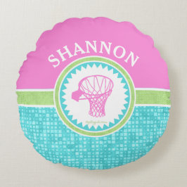 Tri Pastellfarbbasketball mit Aqua-Fliese Rundes Kissen