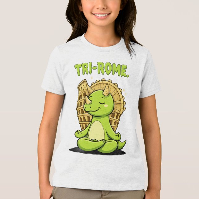 Tri-Rome Zen Triceratops: Cute Dinosaur Yoga at th Tri-Blend Shirt (Vorderseite)