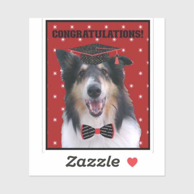 Tri Rough Collie Congratulations Graduate Aufkleber (Blatt)