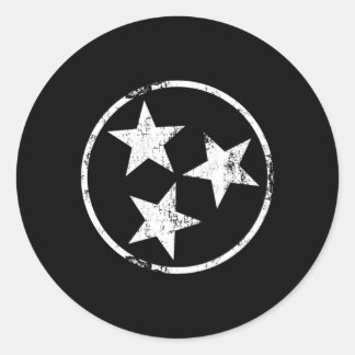Tri Star Tn Flag gestörter White Tennessee Staat Runder Aufkleber