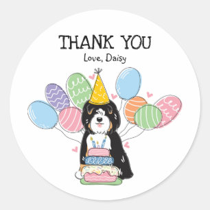 Tri Tibetan Terrier Birthday Favor Tags Sticker