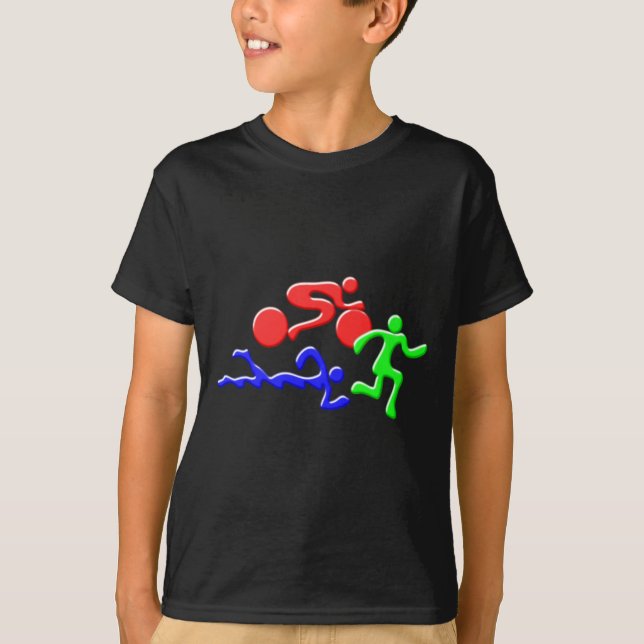 TRI Triathlon-Schwimmen-Fahrrad-Lauf-FARBEzahlen T-Shirt (Vorderseite)