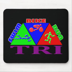 TRI Triathlon-Schwimmen-Fahrrad-Lauf-PYRAMIDE Mousepad
