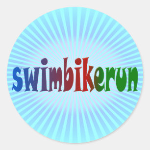 TRI Triathlon-Schwimmen-Fahrrad-Lauf-REGENBOGEN Runder Aufkleber