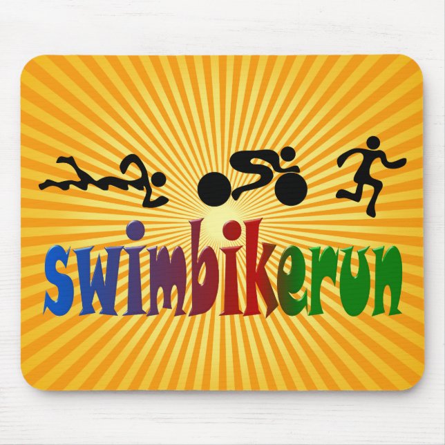 TRI Triathlon-Schwimmen-Fahrrad SCHWARZER Mousepad (Vorne)