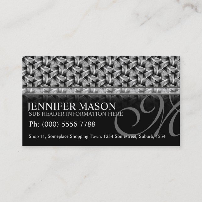 Tri Weave Black+White Muster Business Cards Visitenkarte (Vorderseite)