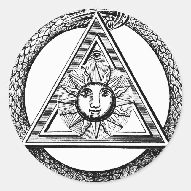 Triangle Freemason Snake Runder Aufkleber (Vorderseite)