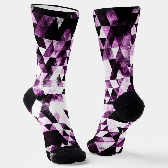 Triangle Geometric Vibranred Pink Smoky Galaxy Socken (Gewinkelt)