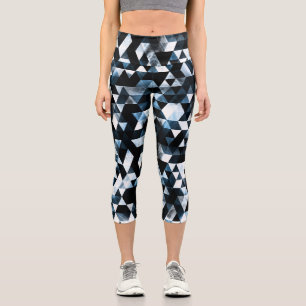 Triangle Geometric Vibrany Blue Smoky Galaxy Capri Leggings