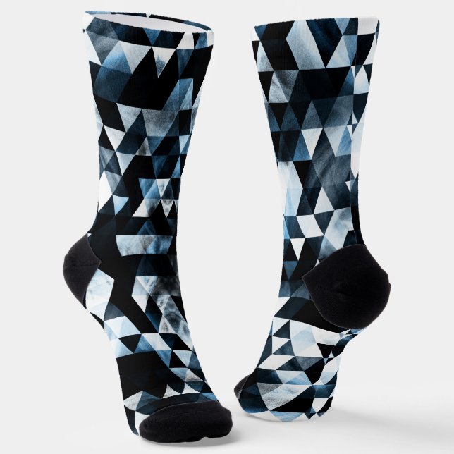 Triangle Geometric Vibrany Blue Smoky Galaxy Socken (Gewinkelt)