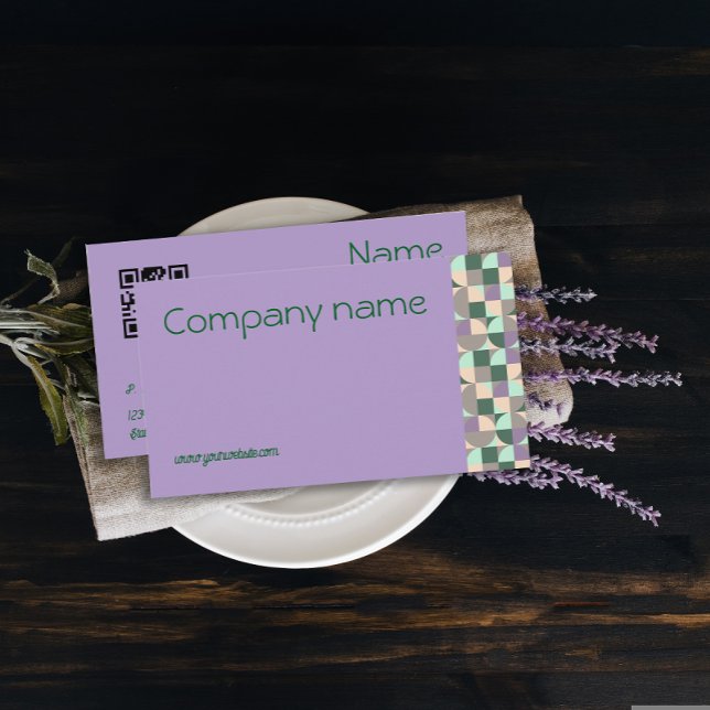 Triangle green turquoise lavene QR Business Card Visitenkarte (Triangle green turquoise lavender QR Business Card.)