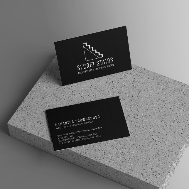 Triangle Ladder Stairs Black Architecture Visitenkarte (Black Architecture Stairs Triangle Ladder Business Card)