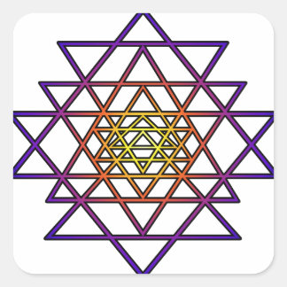 Triangle Mandala (gelb lila) Sri Yantra Quadratischer Aufkleber