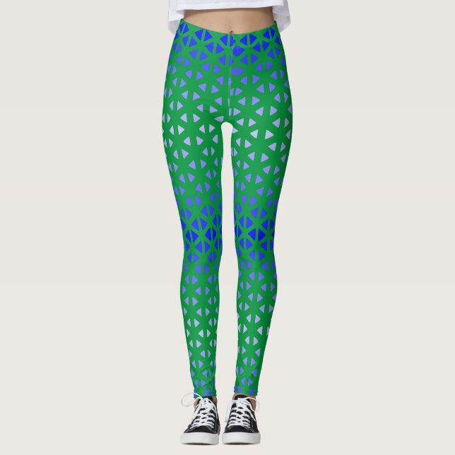 Triangle.Pattern.shade.blue.01 Green BG Leggings (Vorderseite)