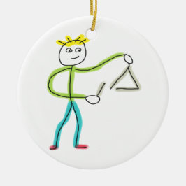 Triangle Playing Stickman Keramik Ornament