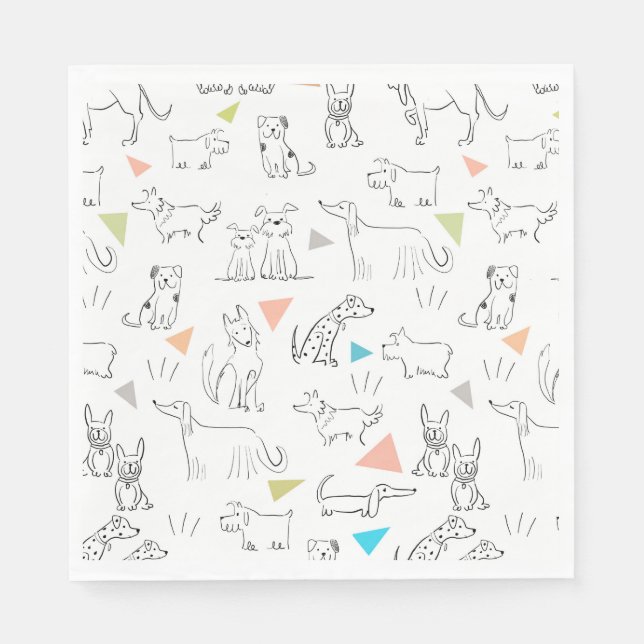 Triangle Pop Doodle Hunde Papier Napkins Serviette (Vorderseite)
