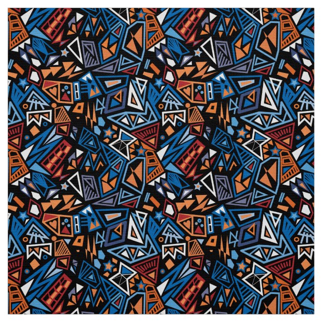 Triangle Pop ist ein cooles, schwarz-blaues Muster Stoff (Muster)