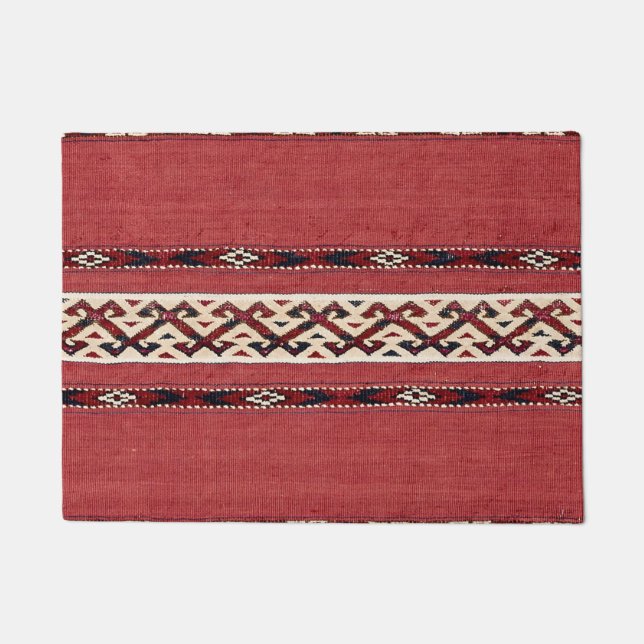 Triangle Strip Kilim Rot Schwarz-weiß  Fußmatte (Vorderseite)