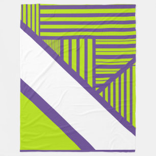 Triangle Stripes in Lime Green und Lila Fleecedecke