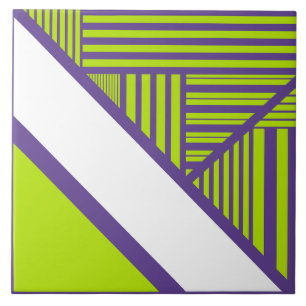 Triangle Stripes in Lime Green und Lila Fliese