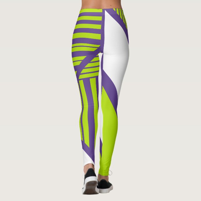 Triangle Stripes in Lime Green und Lila Leggings (Rückseite)