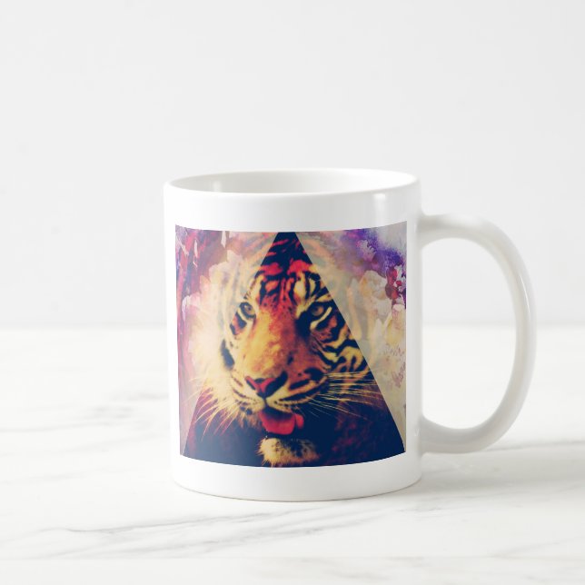 Triangle Tiger Grunge Kaffeetasse (Rechts)