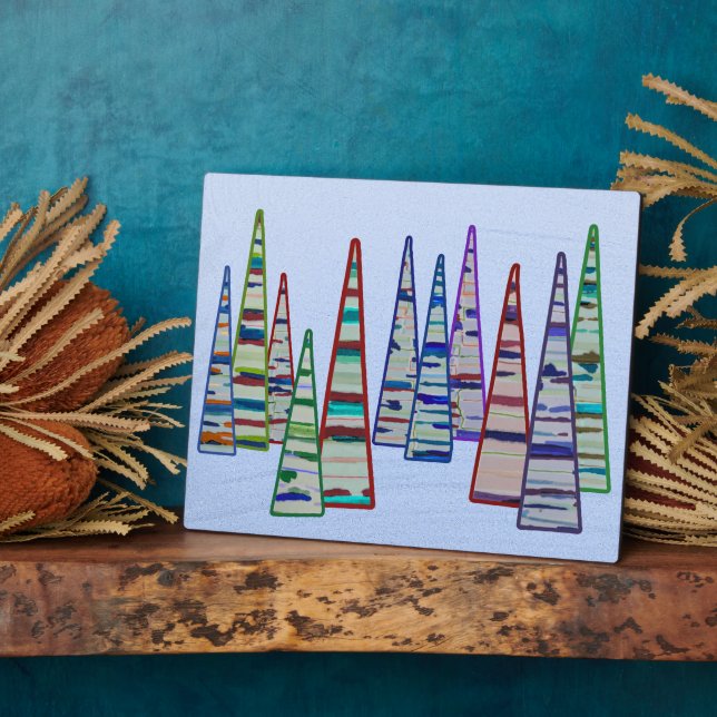 Triangle Tree Forest Tabletop Plaque with Easel Fotoplatte (Seite)