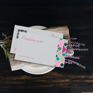 Triangle turquoise fuchsia grau QR Business Card Visitenkarte