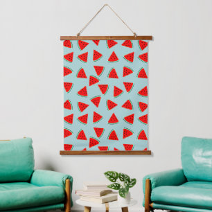 Triangle Watermelon Pattern Wandteppich Mit Holzrahmen